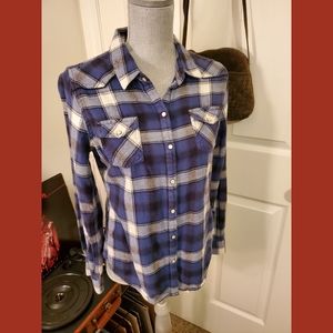 Mossimo Blue Plaid Flannel Shirt